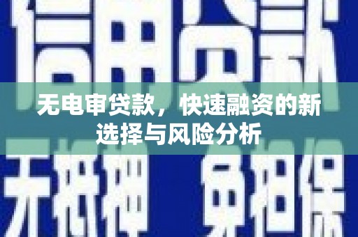 玛纳斯无电审贷款，快速融资的新选择与风险分析