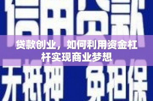 玛纳斯贷款创业，如何利用资金杠杆实现商业梦想