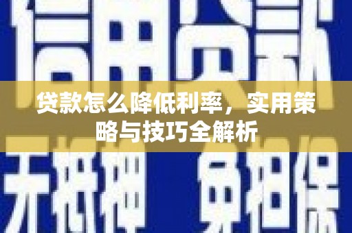 玛纳斯贷款怎么降低利率，实用策略与技巧全解析